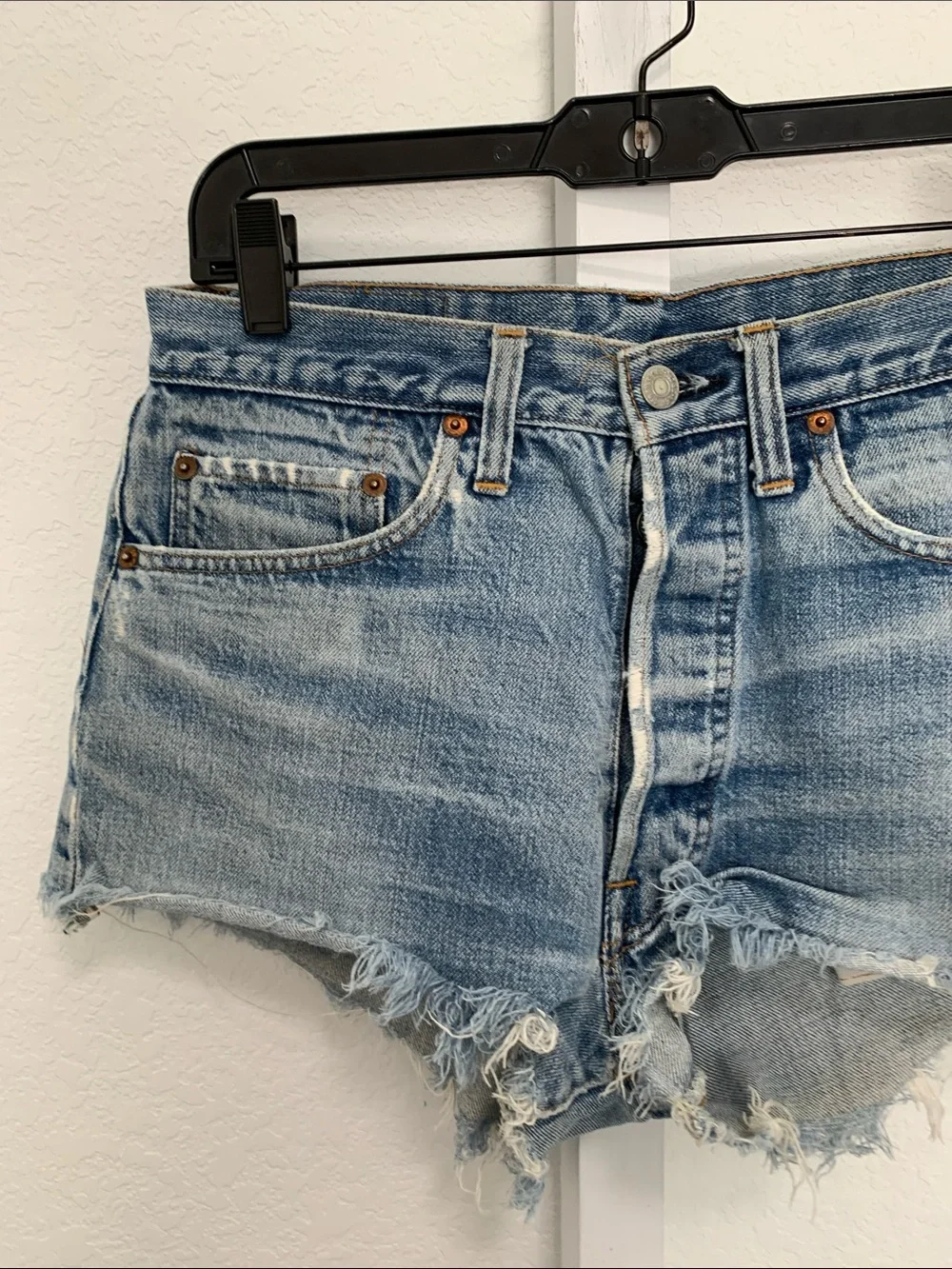 Denim Cutoff Shorts in Light Blue